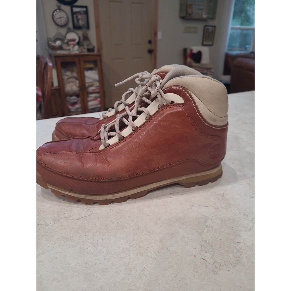 Timberland Mens SZ 9 Leather Euro Hiker Lace up Active Boots Camping Hiking Gorp